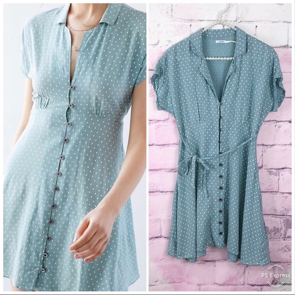 Urban Outfitters Dresses & Skirts - Kimchi Blue Lucy Blue Polka Dot Mini Dress XSmall